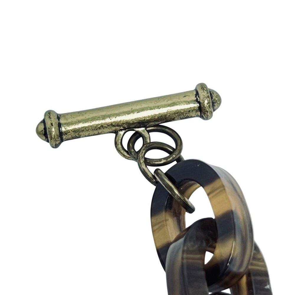 Lydell Brown And Gold Lucite Chain Bracelet Signed (5833) - Picture 3 of 5